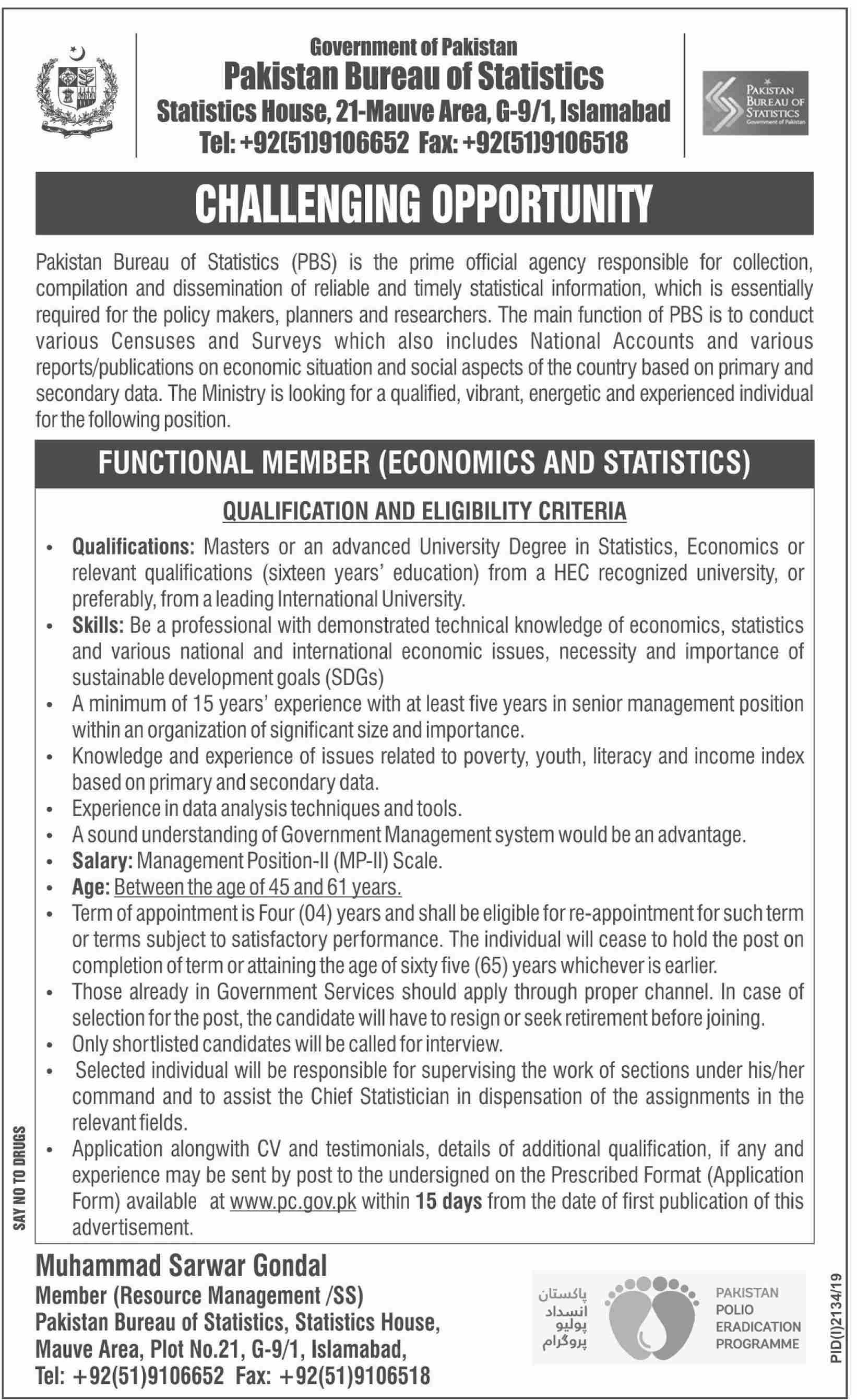Jobs In Bureau Of Statistics Govt Of Pakistan 23 October 2019