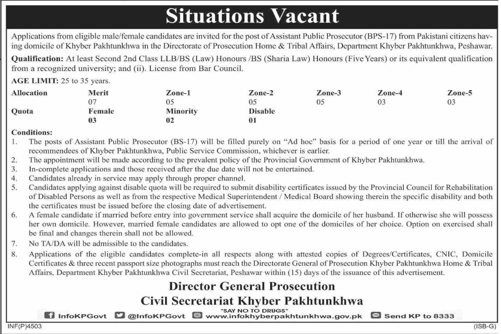 Jobs In Directorate Of Prosecutor Home And Tribal Affairs Department 29 October 2019
