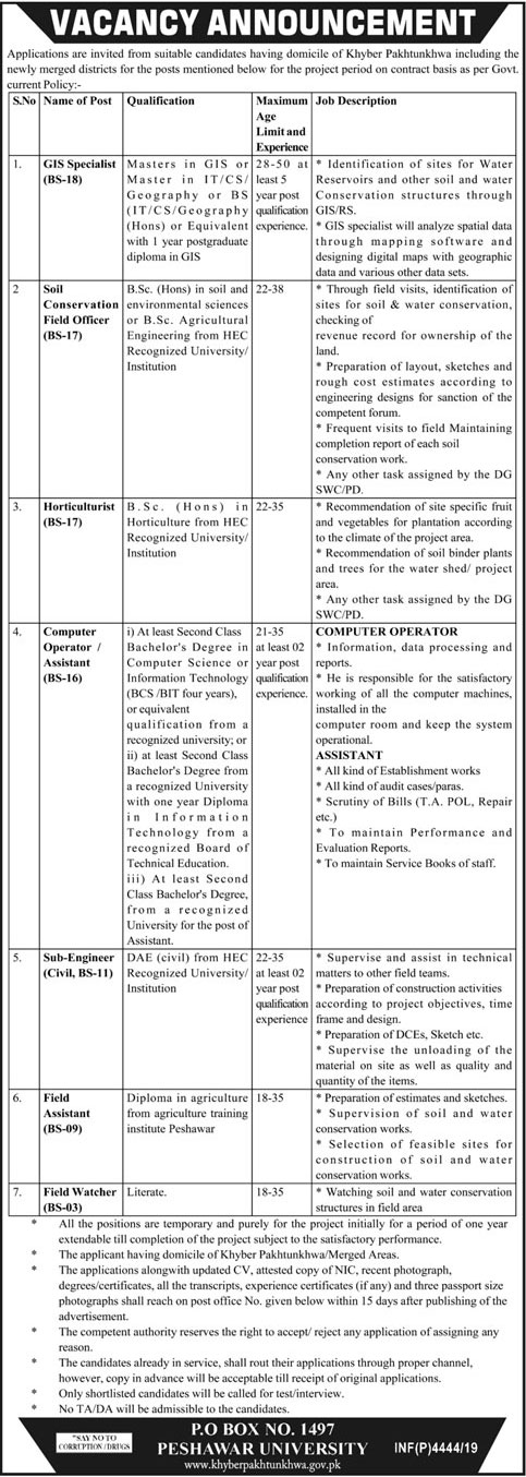 Jobs In Govt of Khyber Pakhtunkhwa 26 October 2019