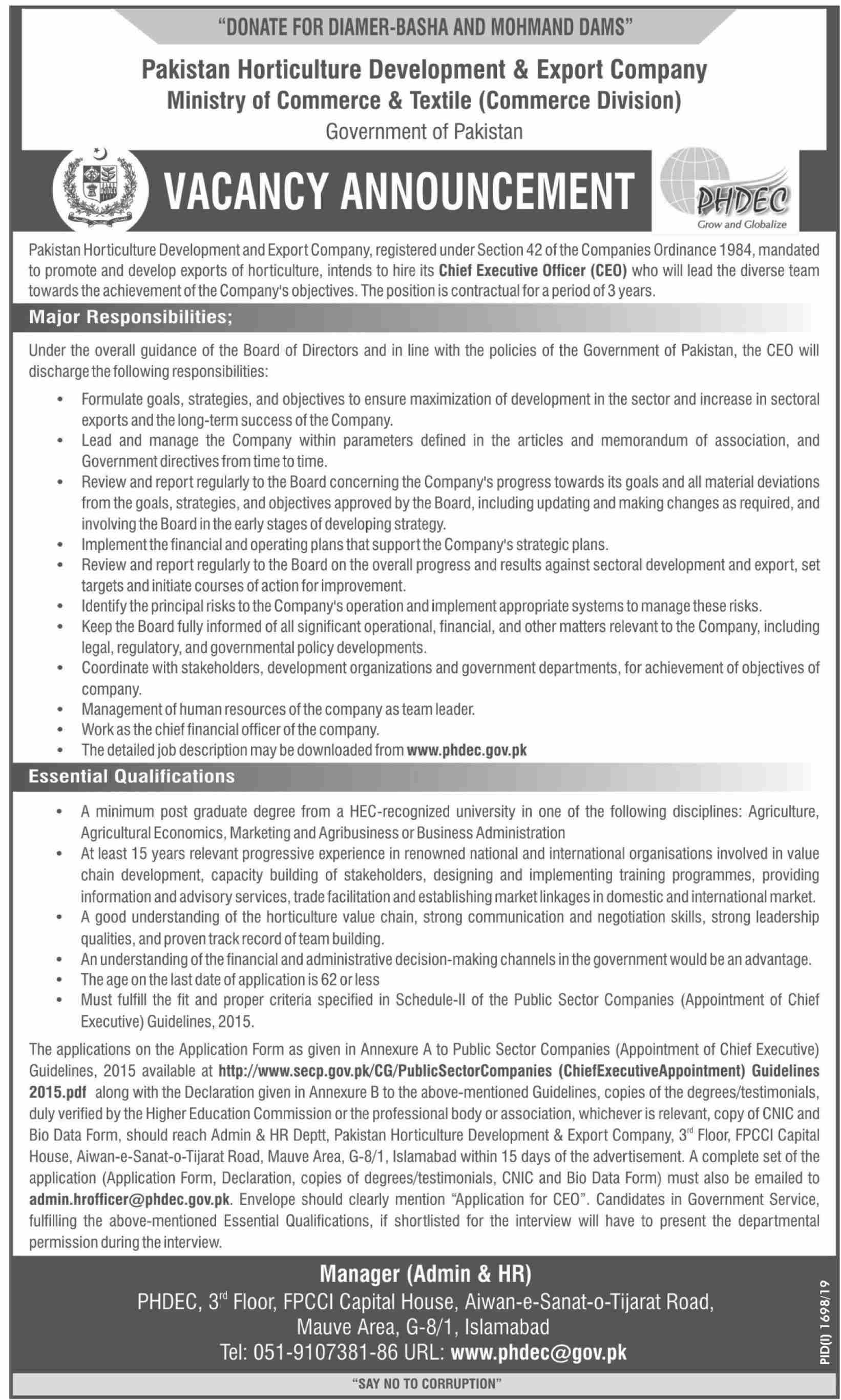 Jobs In Ministry of Commerce of Govt of Pakistan 01 October 2019