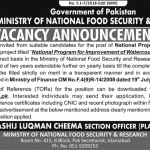Ministry Of National Food And Security Research Job For National Projects Coordinator 2019