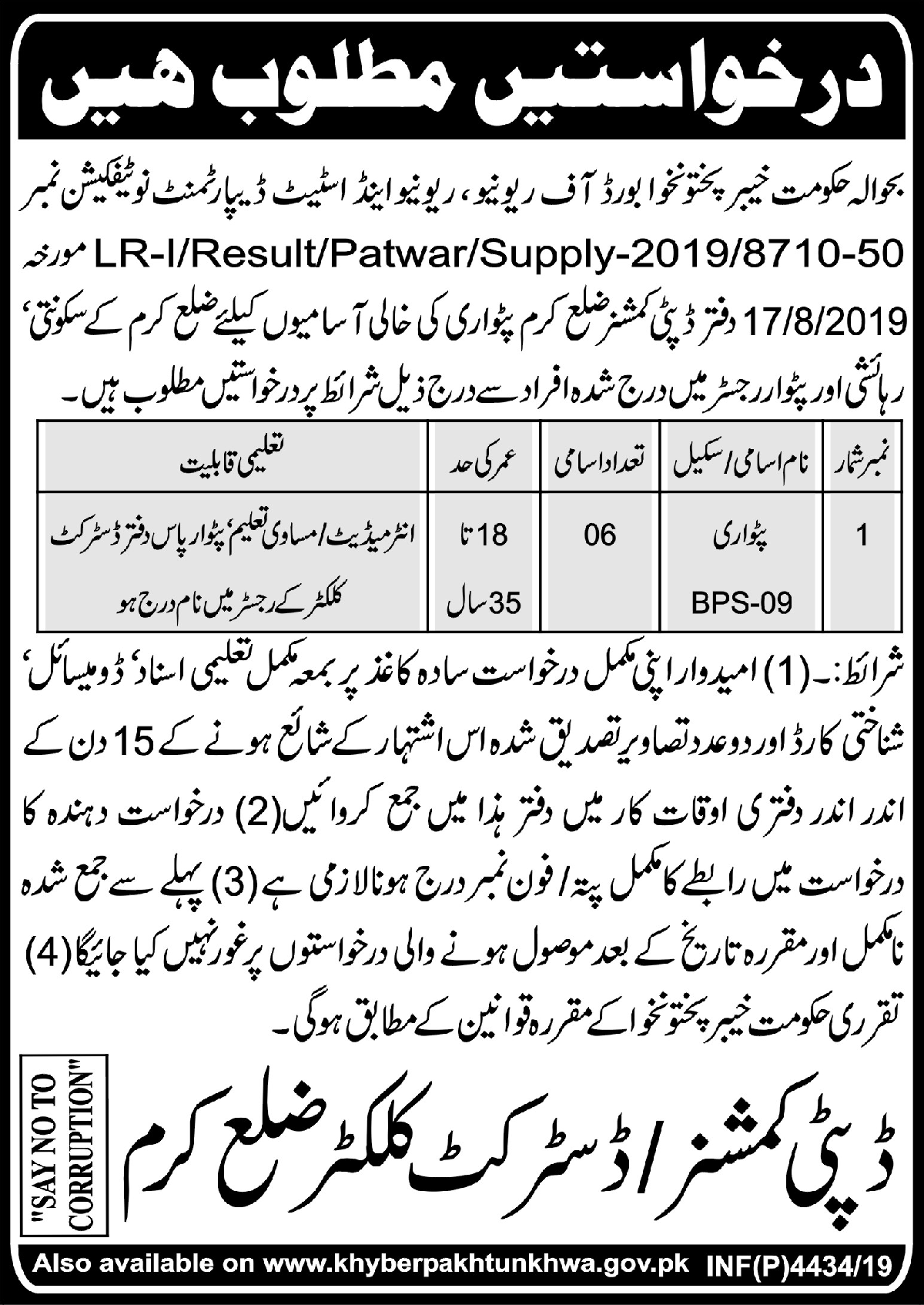 Jobs In Office of The Deputy Commissioner 23 October 2019