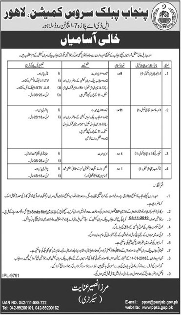 Jobs In Punjab Public Service Commission (PPSC) 24 October 2019
