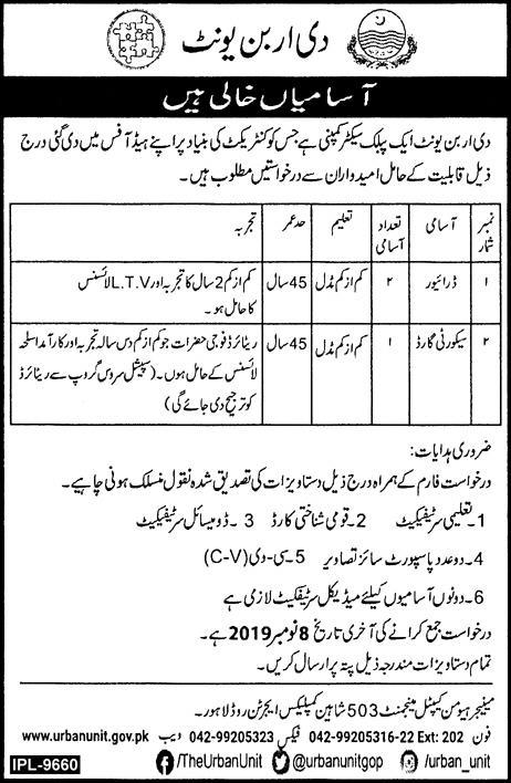 Jobs In The Urban Unit 19 October 2019