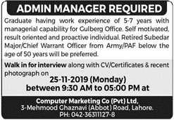 Amini Manager Required In Computer Marketing Co Pvt Ltd 24 November 2019
