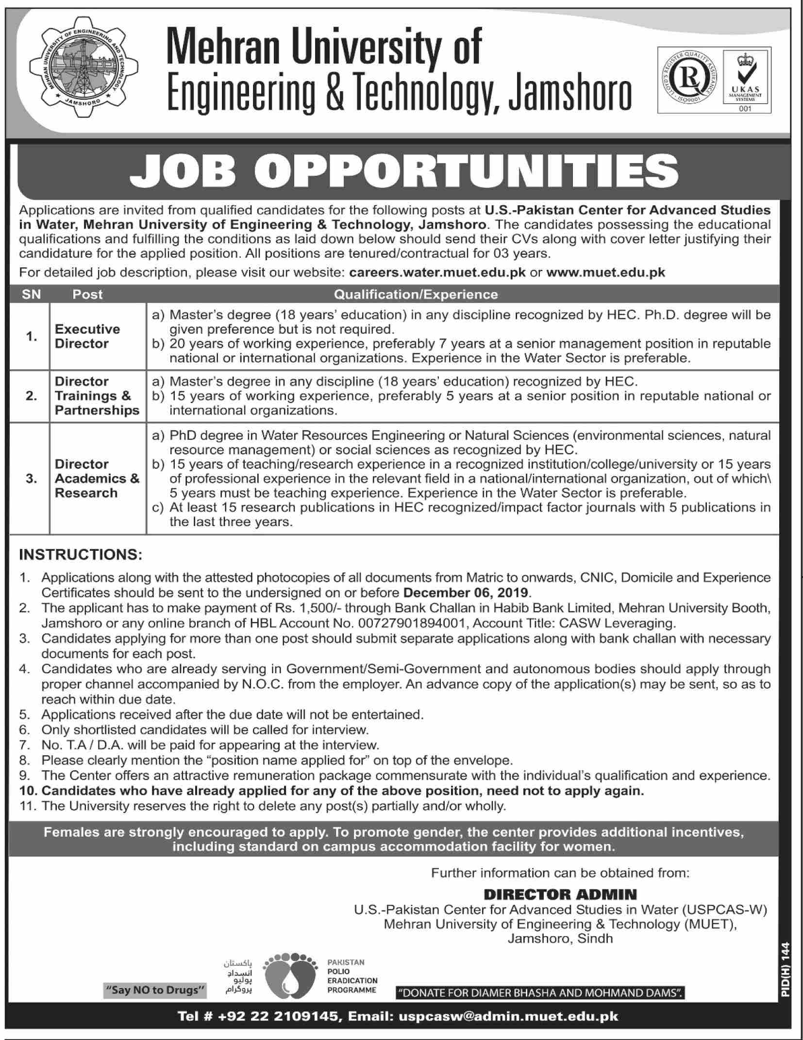 Jobs In Mehran University Of Engineering And Technology 21 November 2019