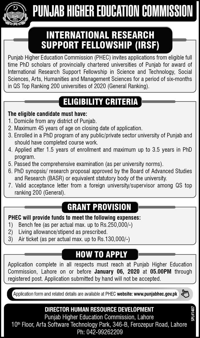 Jobs In Punjab Higher Education Commission 26 November 2019