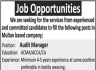 Audit Manager Required In Multan Based Company Jobs 27 December 2019