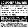 Composer Required In Adabistan e Soophia High School Jobs 29 December 2019
