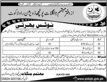 Jobs In Forest Department Govt Of Khyber Pakhtunkhwa 12 December 2019