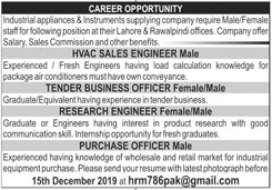 Jobs In Industrial Appliances And Instrument Company 01 December 2019