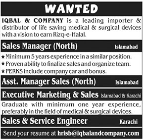 Jobs In Iqbal And Company 08 December 2019
