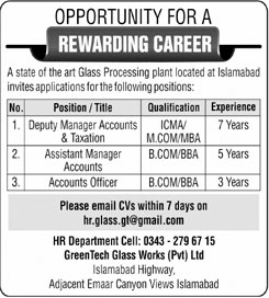 Jobs Required In Glass Processing Plant 01 December 2019