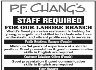 Management Staff Required In P.F. Chang Jobs 29 December 2019