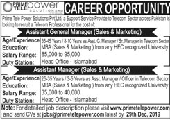Jobs In Prime Tele Power Solution Pvt Limited 15 December 2019