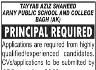 Principal Required In Tayyab Aziz Shaheed Bagh Jobs 01 December 2019