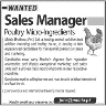 Sales Manager Required In Poultry Micro-Ingredient Jobs 29 December 2019