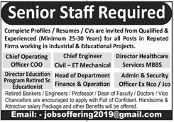 Senior Staff Required In Well Reputed Firm Lahore 04 December 2019