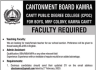 Cantt Public Degree College CPDC Kamra Jobs 24 January 2020