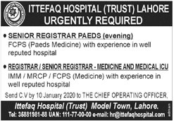 Jobs In Ittefaq Trust Hospital Lahore 05 January 2020