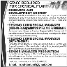 Staff Required For Chemical Plant Jobs 12 January 2020