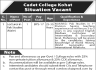 Cadet College Kohat Jobs 25 February 2020