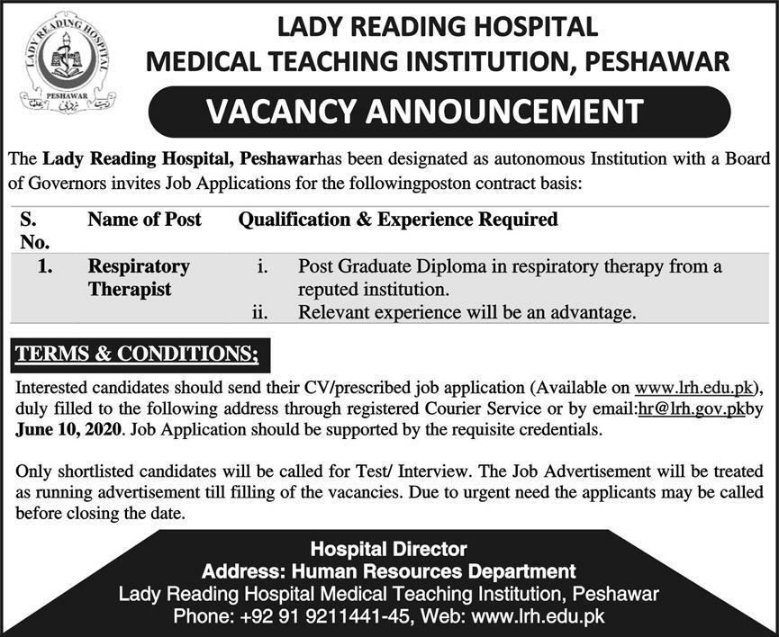 Jobs In Lady Reading Hospital Medical Teaching Institutions MTI Peshawar 22 May 2020