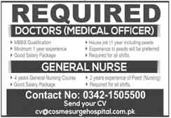 Hospital Staff Required In Cosme Surge Hospital