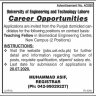 University Of Engineering And Technology Lahore Jobs 30 June 2020