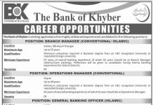 Branch Manager (Conventional/ Islamic) The Bank of Khyber Jobs July 26, 2020