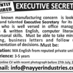 Executive Secretary Manufacturing Concern Jobs 21 July 2020