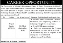 Project Director (BPS-19) Khyber Pakhtunkhwa Oil and Gas Company Limited July 30, 2020