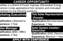 Sales Manager Solar Max Jobs 20 July 2020