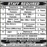 Teacher Warsak Model School and College Peshawar Jobs July 27, 2020