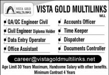Accounts Officer Vista Gold Multilinks Islamabad Jobs August 05, 2020