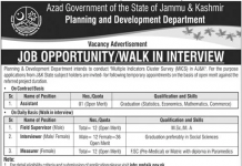 Assistant Planning and Development Department AJk Jobs August 27, 2020