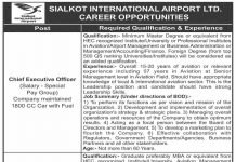 Chief Executive Officer Sialkot International Airport Limited Jobs August 18, 2020