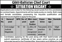 Civil Judge Gilgit Baltistan Chief Court Jobs August 03, 2020