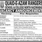Computer Lab Incharge Quaid-E-Azam Rangers School and College North Nizamabad Jobs August 18, 2020