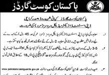 Deputy Assistant Director Pakistan Coast Guards Karachi Jobs August 17, 2020
