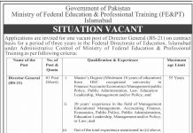 Jobs in Federal Directorate of Education FDE Director General August 29,2020