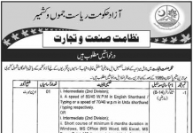 Junior Clark Department Industries and Trade Azad Jammu Kashmir Jobs August 09, 2020