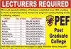 Lecturers PEF College Peshawar Jobs August 16, 2020