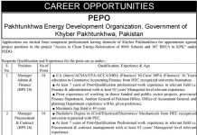 Manager Admin and Finance Pakhtunkhwa Energy Development Organization Jobs August 07, 2020