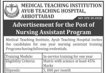 Nursing Assistant Ayub Teaching Hospital Abbottabad Jobs August 21, 2020