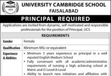 Principal University Cambridge School Faisalabad Jobs August 10, 2020