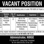 Research Associate National Institute for Biotechnology and Genetic Engineering (NIBGE) Jobs August 17, 2020