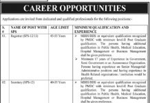 Secretary Pakistan Medical and Dental Council Jobs August 14, 2020