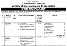 Steno Typist Ministry of Information and Broadcasting Jobs August 05, 2020