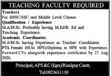 Teacher Army Public School and College Jobs August 24, 2020